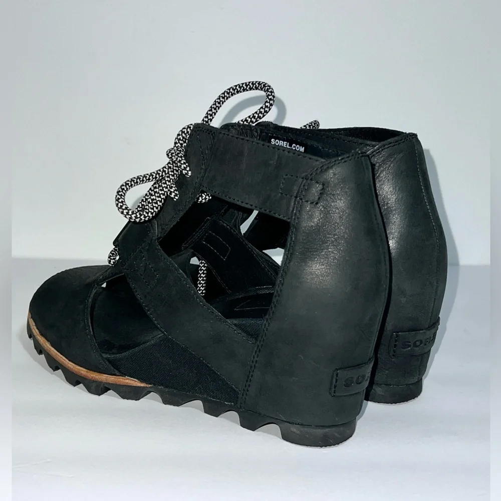 Sorel Women's‎ Leather Joanie Lace Sandal Sz 9 In Black